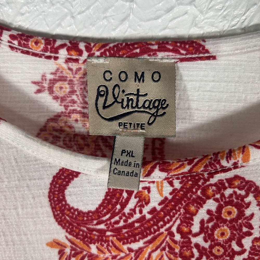 COMO Short Sleeve Paisley Top with Side Gather PXL - Picture 4 of 8